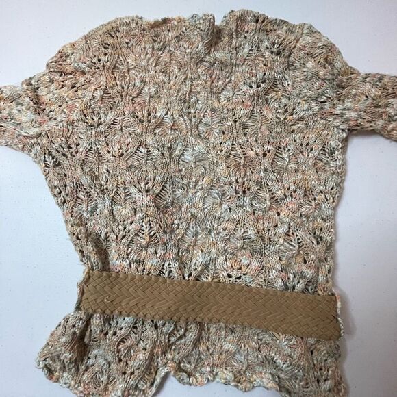 JH COLLECTIBLES Woman's M Open Crochet Knit Sweater Button belt - Picture 3 of 7